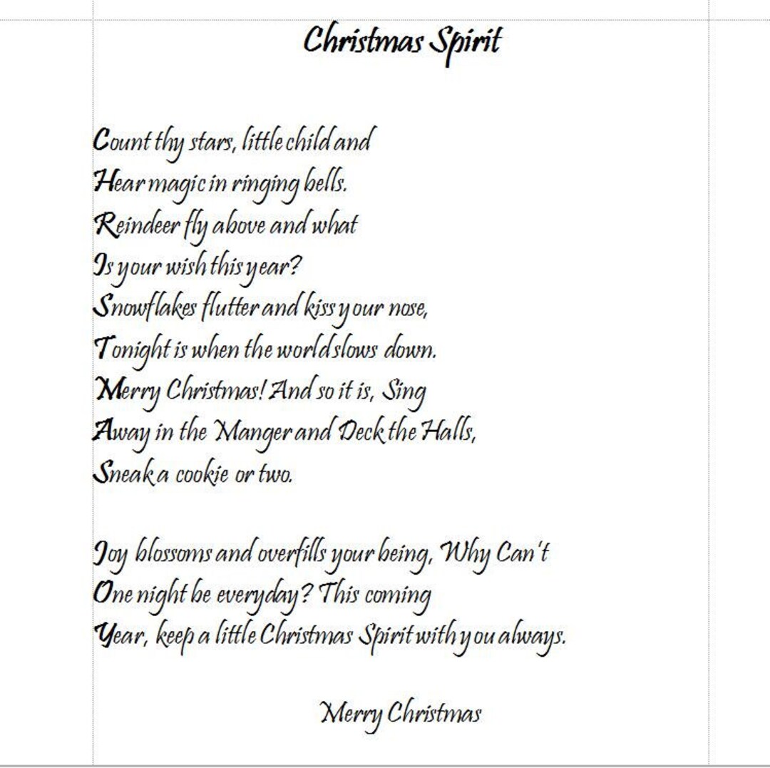 Christmas Spirit Poem an Original Christmas Poem Home Decor Etsy Canada