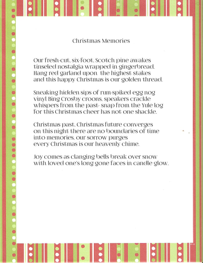 Christmas Memories an Original Signed Christmas Poem Home | Etsy