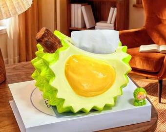 Durian Tissue Box Cover | Realistic Tropical Fruit Home Decor | Quirky Foodie Gift