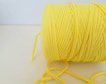 5/10 meters Yellow Tshirt Yarn for coaster knitting, Chunky yarn for plant hanger making, Spaghetti yarn for pouf crochet