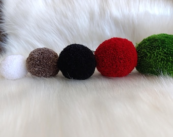 4 Pcs 4cm/5cm/6cm/ 2 Pcs 8cm/10cm Ruby Red Hmong Pompoms, Wool