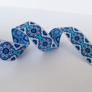 25 mm-1 Zoll Blau und weißes Blumenband, Bordüre, blaue Bordüre