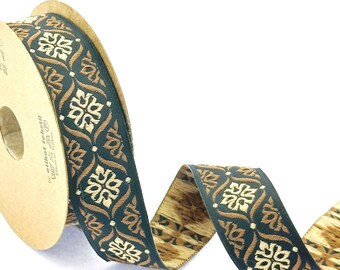 25mm-1 inches cream&brown jacquard ribbon, ethnic trim, oriental jacquard woven, embroider border, woven fabric trim