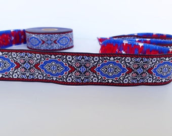 35 mm - 1.25"  Jacquard ribbon, Embroidered border, kilim jacquard trim, boho craft border