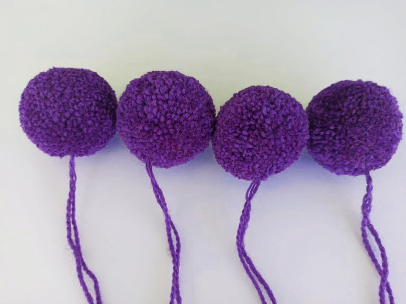 4 Pieces 50mm Purple Hmong Pompoms Wool Fluffy Pom Poms Yarn Etsy