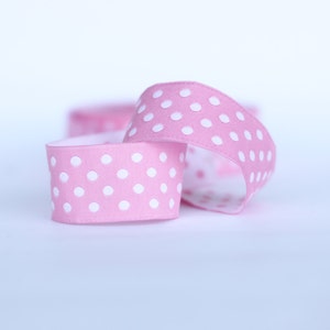 25 mm- 1 inch polka dots ribbon, Sewing tape, pink and white sewing trim