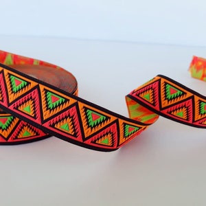 25 mm- 1 inch chevron Jacquard ribbon, Decorative border, Geometric ribbon, native trims, by the yard