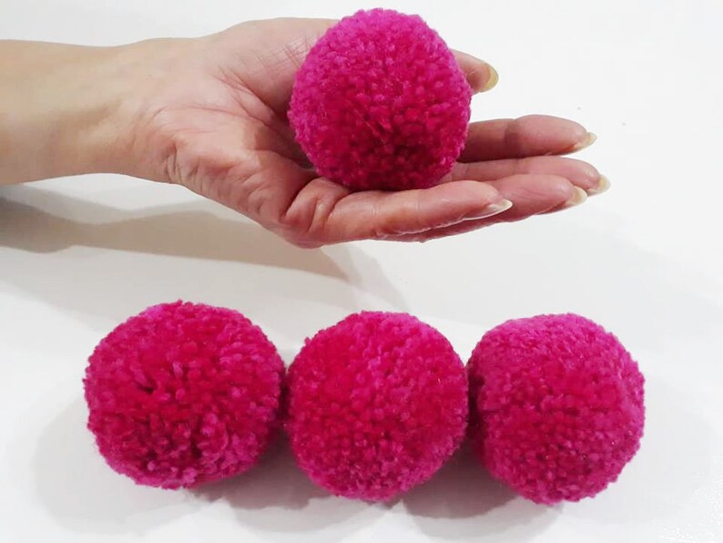 4 Pcs 5cm Wool Pom Pom Fuschia Yarn Ball Pom Pom Etsy