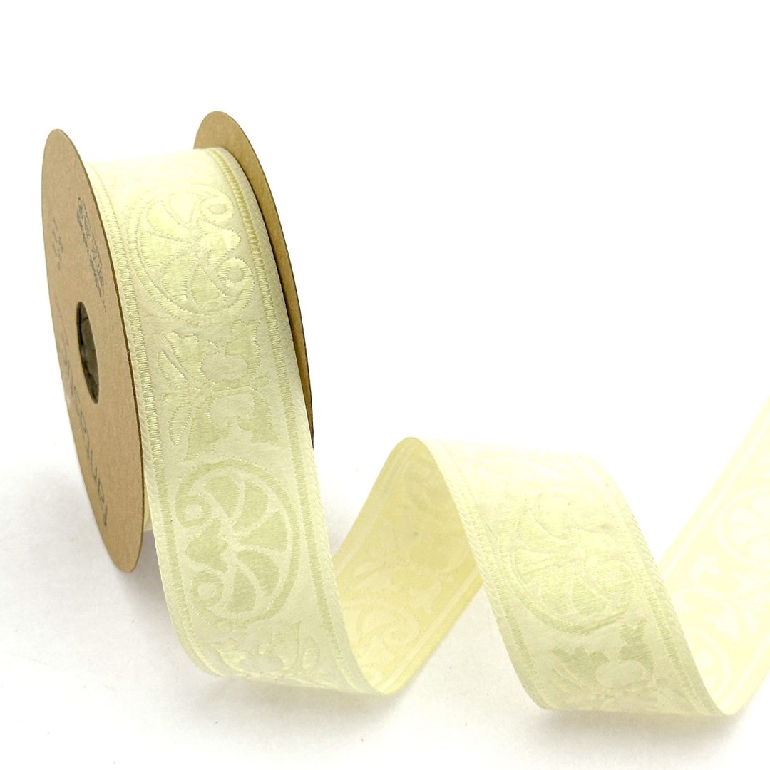 35 Mm 1.25 Cream Jacquard Ribbon, Ethnic Trim, Ribbon Woven, Ethnic ...