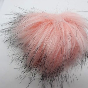 3 inches (8 cm ) Salmon Faux Fur Pom Pom, Realistic Faux Fur for Knit, Luxury Faux Fur Pom pom
