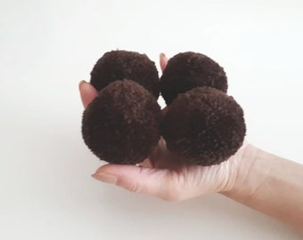 4 pcs 4cm/5cm/6cm/ 2 pcs 8cm/10cm Large wool pom poms, Brown pompoms, Large pom pom, Custom handmade pompoms (2 inches)