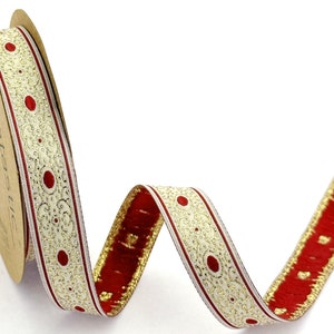 15 mm metallic red Jacquard ribbon, Embroidered border, Sewing trim, red Jacquard trim,  metallic red  Woven Border, Craft border