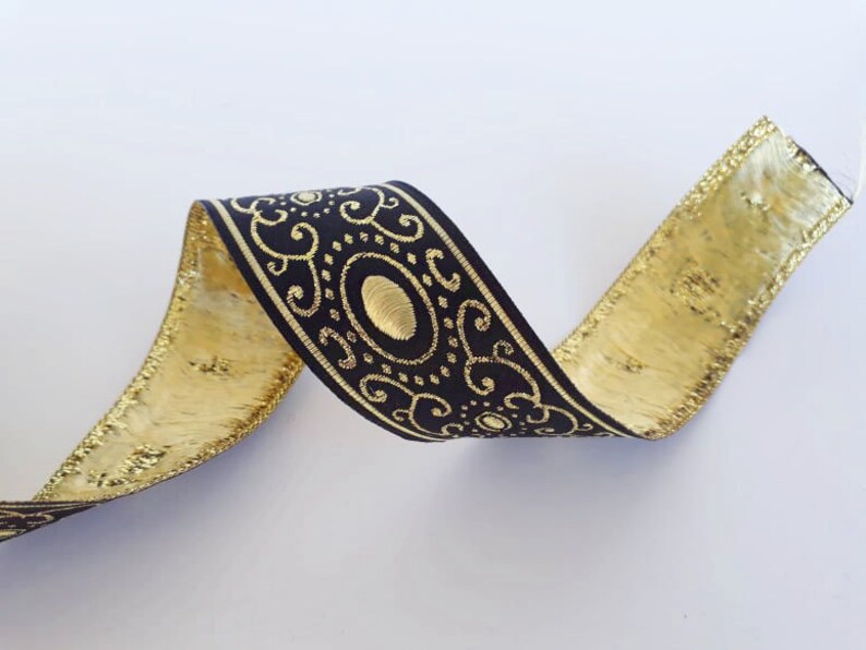 costume trim authentic Jacquard trim Jacquard border 35 mm-1.25 inches metallic gold Jacquard ribbon