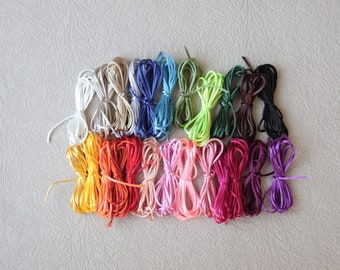 rat tail SET (24 colors x 1 meters), Rattail Cord, Knotting cord, 2 mm Satin cord, cola de rata, Beading cord, Jewelery supplies