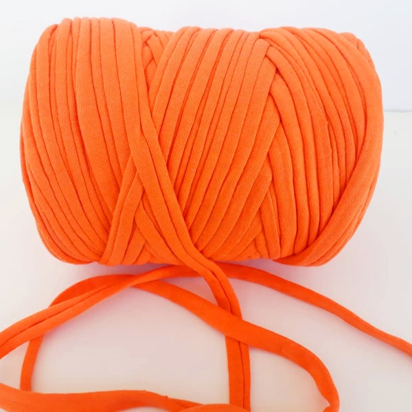 5/10 meters Orange Tshirt Yarn for pom pom making, Chunky yarn for backpack crochet, T-shirt yarn for rug knitting