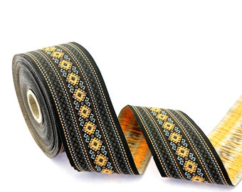 50mm (1+7/8 inch) diamond border, geometric jacquard trim, ethnic jacquard ribbon, multicolor embroider border