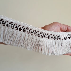 Cream thread fringe, home decor trim, sewing decor fringe, brush trimming - 6 cm wide