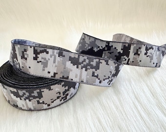 28mm ( 1.10 inch ) Camouflage Patterned Jacquard Ribbon, Decorative Craft Border, Camouflage Ribbon Trim