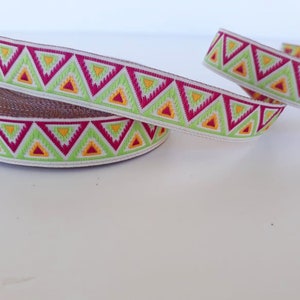 Nastro jacquard a zig-zag da 15 mm (5/8 pollici), nastro ricamato, nastro geometrico, bordini in stile nativo, bordo tagliato su misura in stile boho