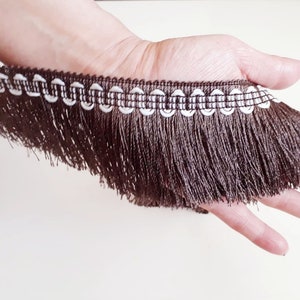 Brown trim brush fringe, Upholstery trim, Sewing fringe trim, Piping Fringe, embellishments by the yard trimmings - 6 cm wide