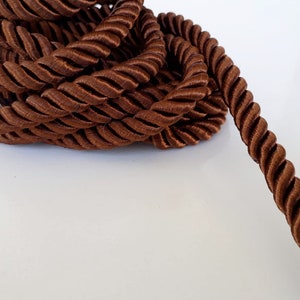 3 ply  10mm brown satin twist cord, Wrapped Thread Cord, rayon cord- 1 meter (1.1 yard )