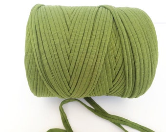 5/10 meters Reed green t shirt yarn for necklace making, Spaghetti yarn for bag crochet, Chunky yarn for tassel making