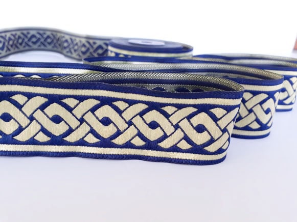 16062 - Rollo De Cinta Jacquard Dorada De 11 Yardas, 1.6 Cm De Ancho, Ribete De Jacquard De Llave Griega, Cintas Tejidas, Collares De Perro, Cinta