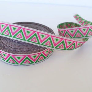 Nastro jacquard triangolare da 15 mm (5/8 pollici), bordo ricamato, rifinitura jacquard a rombi, bordo intrecciato triangolare