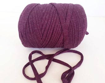 5/10 meters Damson color tshirt yarn for home decor making, Zpagetti yarn for pouf knitting, Spaghetti yarn for handbag crochet