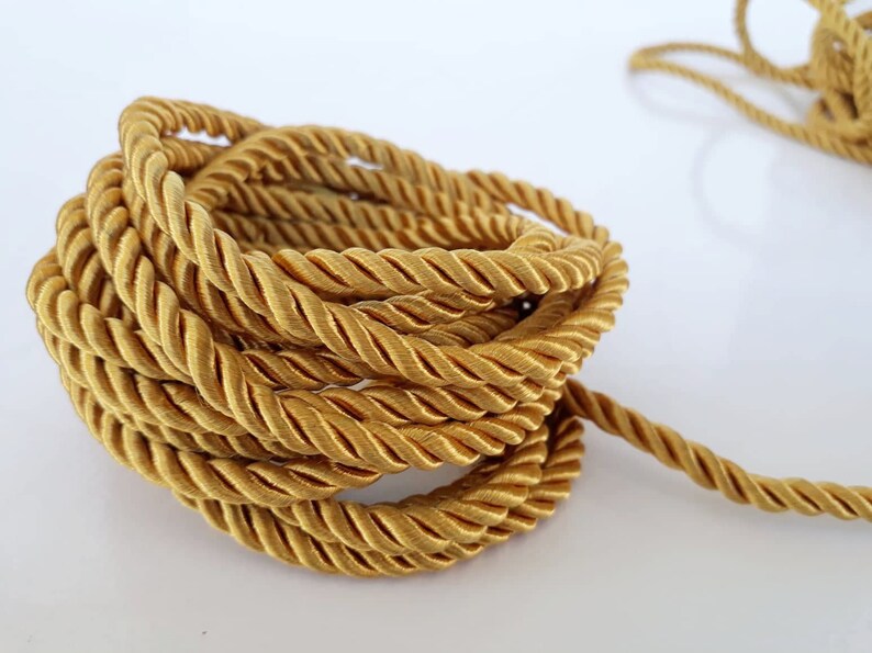 Satin Twisted cord 5mm 3 ply light brown twist cord Fabric Rope Trim