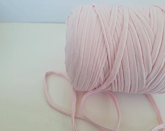 5/10 meters Soft pink t shirt yarn for basket making, Spaghetti yarn for handbag crochet, T-shirt yarn for rug knitting