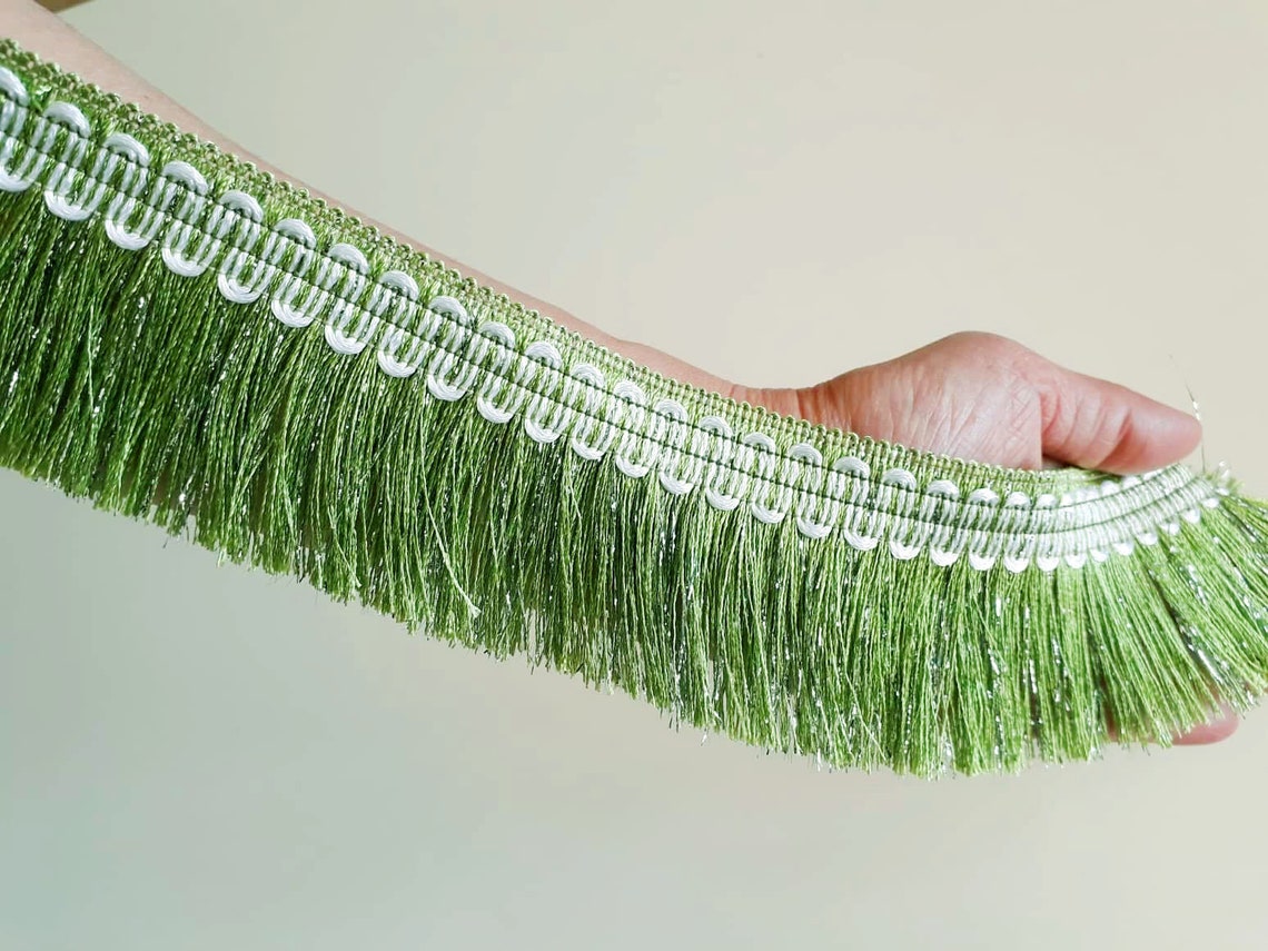 Green Trim Brush Fringe Upholstery Trim Sewing Fringe Trim Etsy
