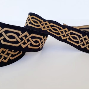 35 mm - 1,25 &quot;- keltischer Knoten Jacquard-Band, Herbstband, schwarz brauner Rand