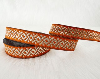 Nastro Jacquard Metallizzato Oro E Arancione 25mm X 10m – Tessuto Per Cucito, Decorazioni E Confezioni Regalo