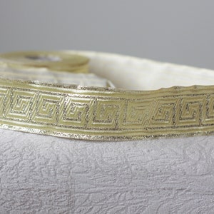 35 mm - 1.25&quot;  metalic gold Jacquard Border, shiny gold embroidered trim, sewing ribbon, Greek key Jacquard trim, ribbon per yard