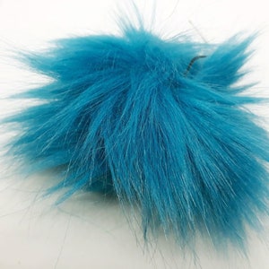 3 inches (8 cm ) Teal Faux Fur Pom Pom, Realistic Faux Fur for Knit