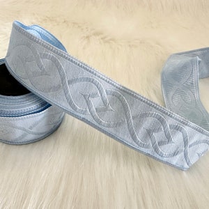35 mm - 1.25&quot; Celtic Knot jacquard Ribbon, fall ribbon, blue border
