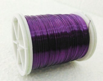 Fil artisanal de 30 mètres (33 yards), fil de calibre 28 0,3 mm, fil de cuivre d'approvisionnement artisanal, fil artisanal violet, fil mou mort, fil artistique