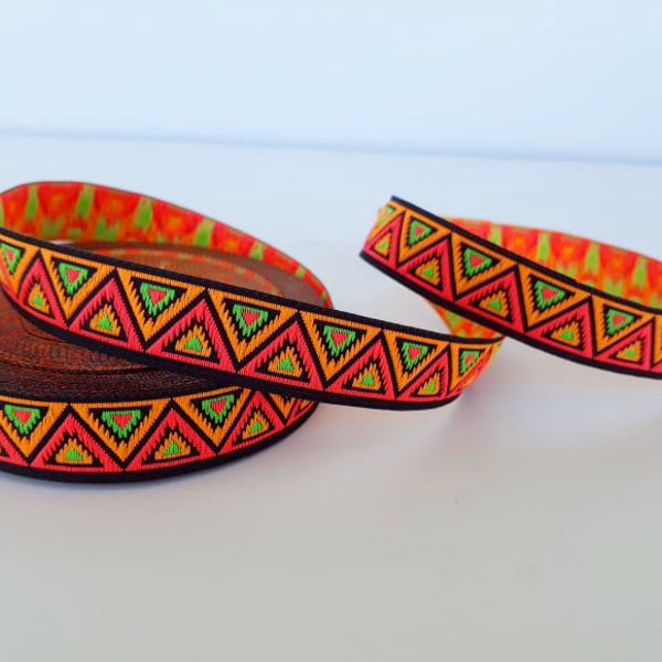 15 mm (5/8 inches) chevron Jacquard ribbon, Decorative border, Geometric ribbon, native trims, by the yard