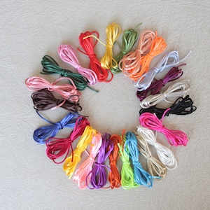2 mm Rattail cord lot (24 colorsx2 meters) for jewellery making, Satin string for Knotting Beading Necklace Bracelet, Chinese knotting cord