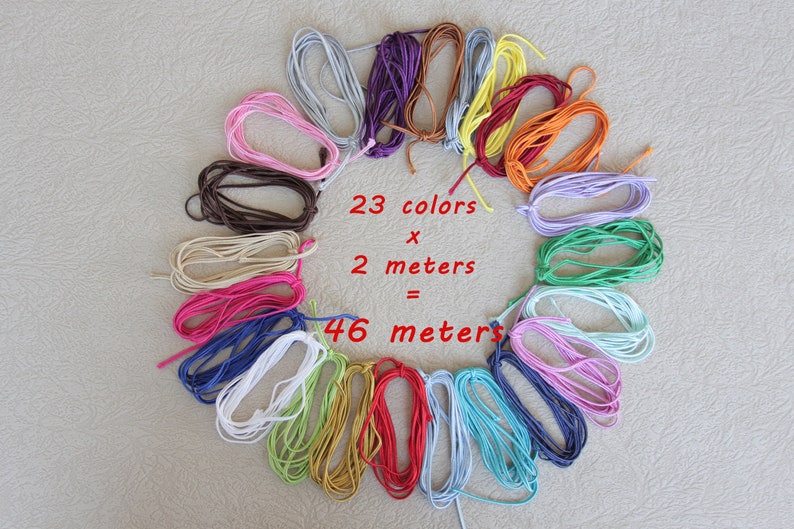 Soutache cord SET for jewelry making 23 assorted colors x 2 meter, Soutache braid, Soutache trim, Jewelry flat cord, Craft supplies image 1