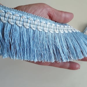 Decorative Fringe Trim, Blue Brush Fringe Trim, by the yard trim, thread fringe - 6 cm wide
