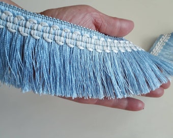 Decorative Fringe Trim, Blue Brush Fringe Trim, by the yard trim, thread fringe - 6 cm wide