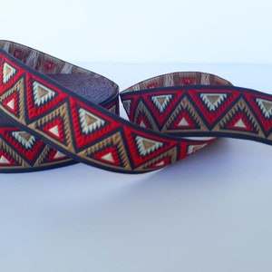 25 mm- 1 inch chevron Jacquard ribbon, Decorative border, Geometric ribbon, native trims, by the yard