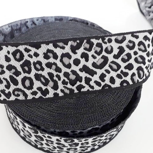 35 Mm 1.25 Leopard Print Trim by the Yard in Black Etsy