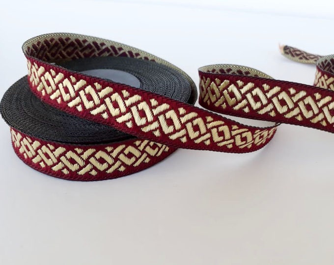 15 Mm 5/8 Inches Burgundy and Gold Trim by the Yard_trim and Etsy