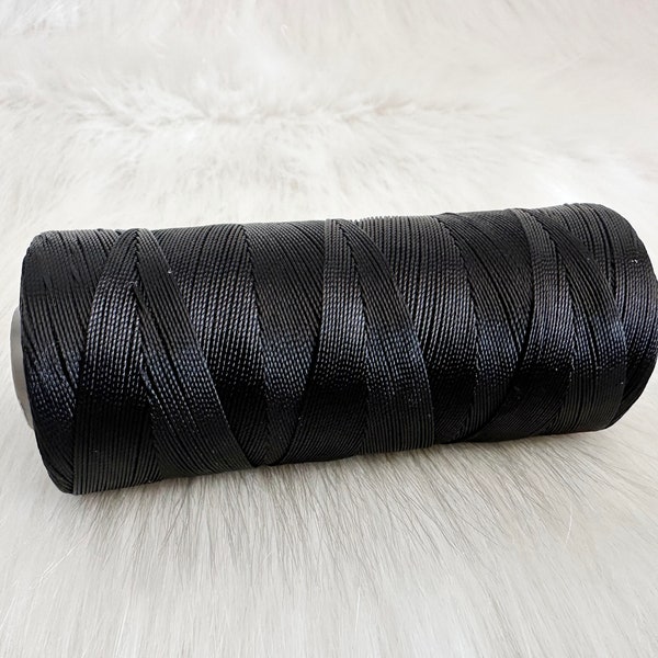 1 spoll 220 Yards (200 mètres) 0,5 mm Cordon en nylon noir, cordon de perles en nylon de haute qualité 3 plis, cordon de perles S Lon Tex210, cordon de bijoux