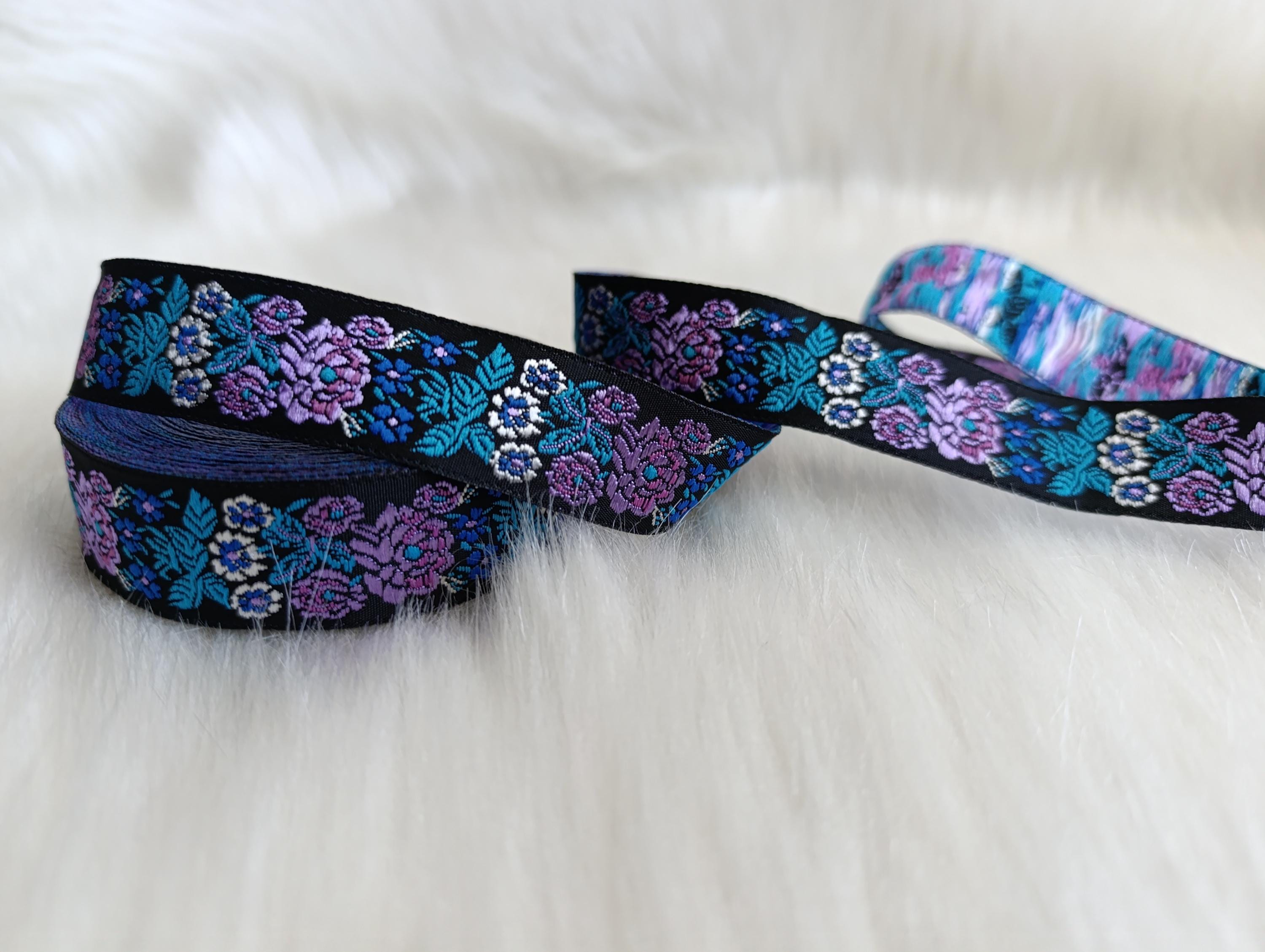 22 Mm-0.86 Inches Jacquard Ribbon, Embroidered Border, Sewing Trim