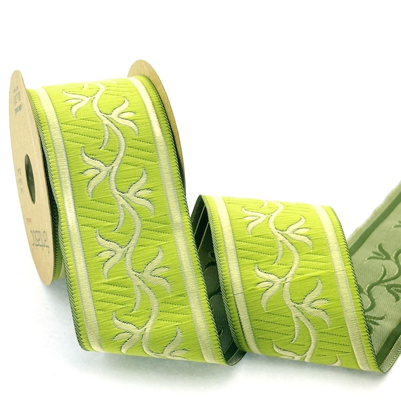 50 mm (2,16 Zoll) Grn & Gold Efeu Muster Jacquard Bandborte, Floral Nhen  Borte, riesige Bordre, Groe Jacquard Band - Etsy.de