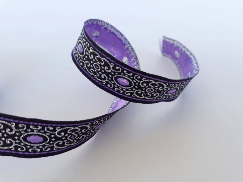 15 Mm 5/8 Inches Metallic Lilac Jacquard Ribbon Embroidered - Etsy
